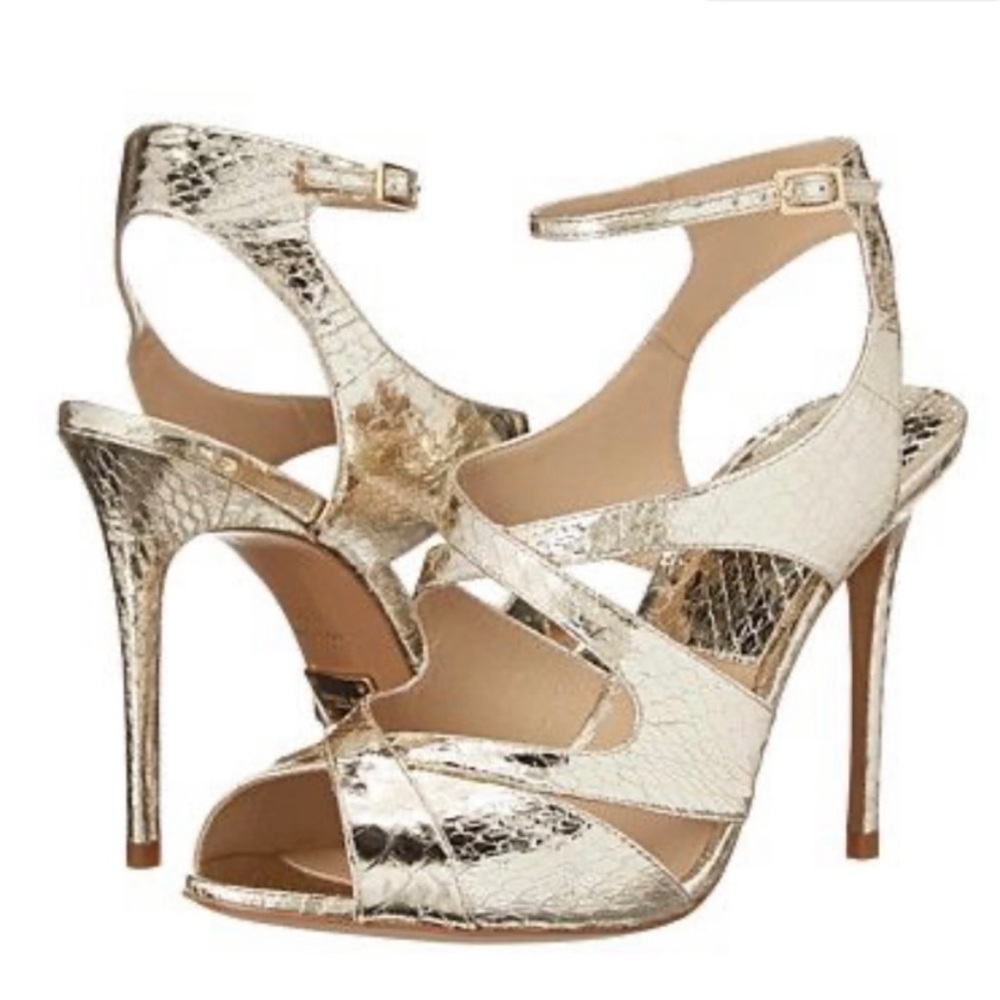 MICHAEL KORS COLLECTION Cordelia Sunglow Sandals - Genuine‎ Metallic Snake
